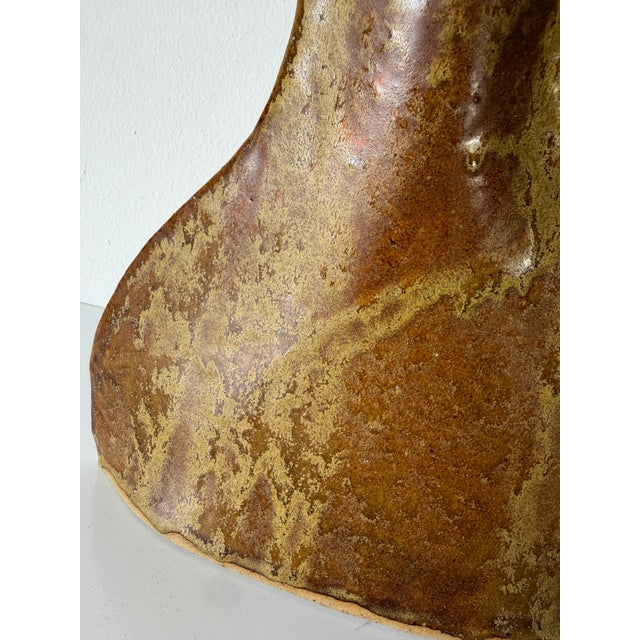 Brown Modern Organic Studio Pottery Sculptural Vase Signed Sue For Sale - Image 8 of 12