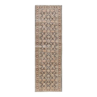 Antique Persian Tabriz Runner With Ornate Floral Design in Earthy Tones For Sale