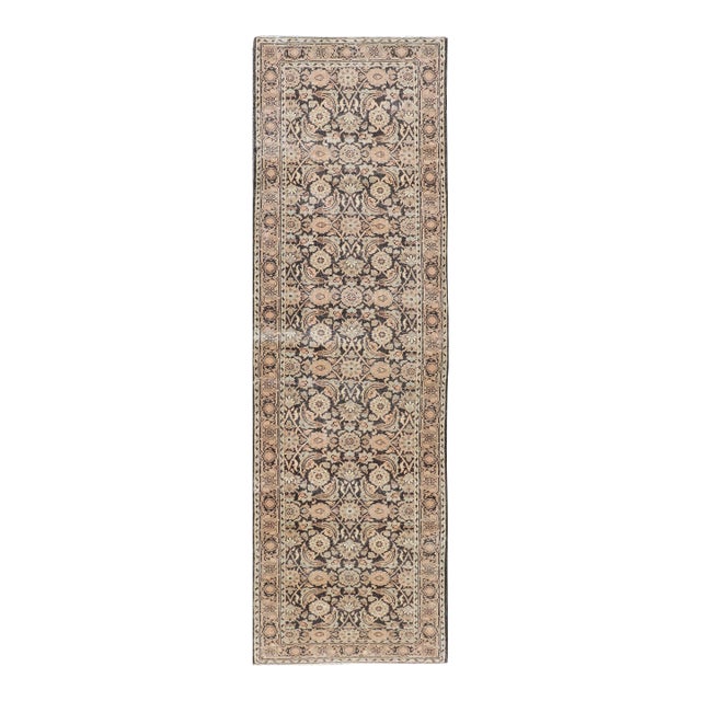 Antique Persian Tabriz Runner With Ornate Floral Design in Earthy Tones For Sale