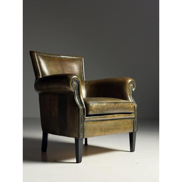 Green Sheepskin Club Armchair For Sale - Image 15 of 15