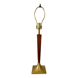 Mid-Century Laurel Co. Teak Brass Tulip Table Lamp For Sale