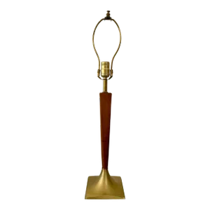 Mid-Century Laurel Teak Brass Tulip Table Lamp