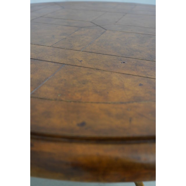 Round Leather Top Metal Base Coffee Table For Sale - Image 9 of 13