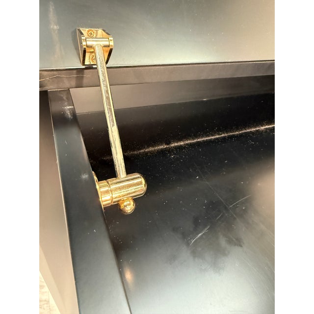 1960s Pierre Cardin Black Lacquered Commode With Brass Details For Sale - Image 12 of 16