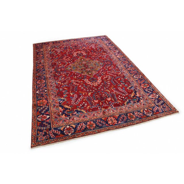 Classic rug Lilian red with blue | Size: 345×240 cm | Condition: Used, refurbished | Material: High-quality wool with...