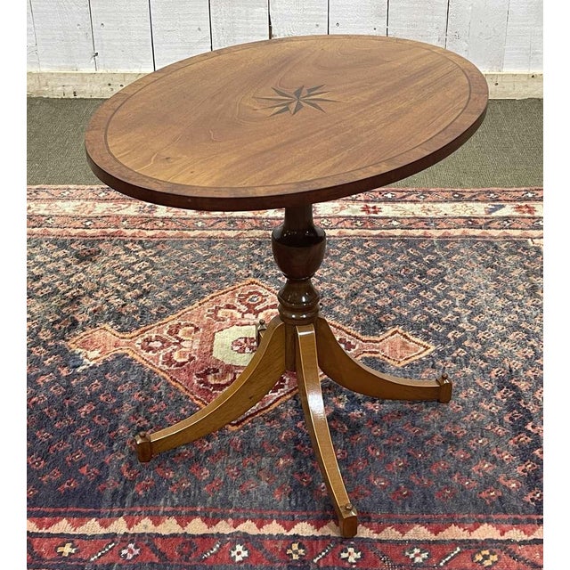 English Oval Side Table in Mahogany, 1950s For Sale - Image 6 of 7
