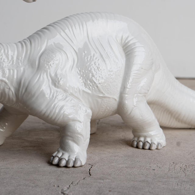 Vintage Italian Bassano Ceramic Dinosaur Sculpture - White Pottery Brontosaurus Figure, 1970s For Sale - Image 9 of 18