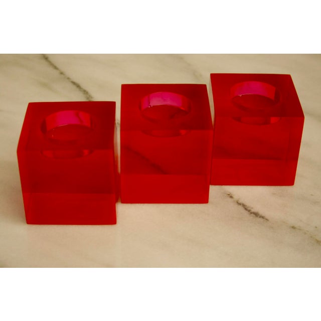 Pink Lucite Votive Candle Holders Set of 3 Chairish