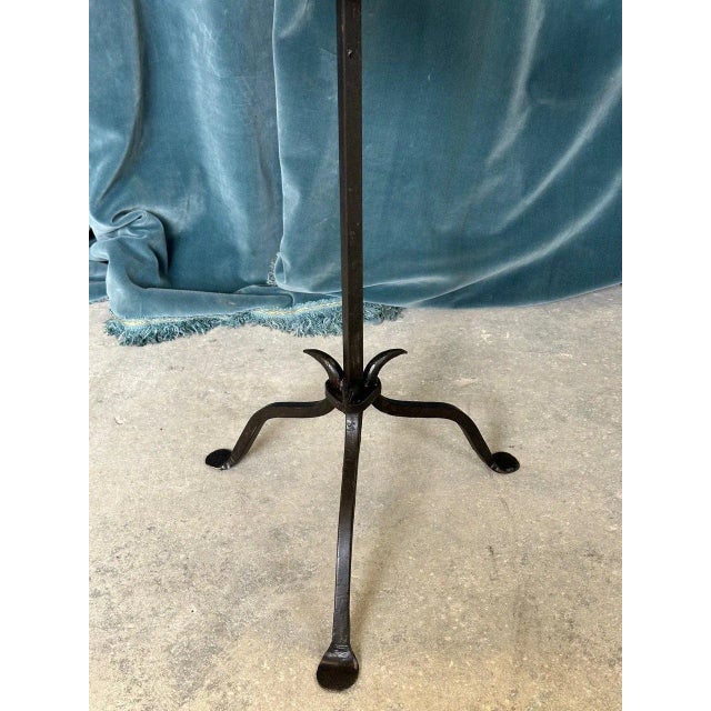 2020s Handcrafted Spanish Iron Martini Table With Antique Gilt Top and Forged Tripod Base For Sale - Image 5 of 12