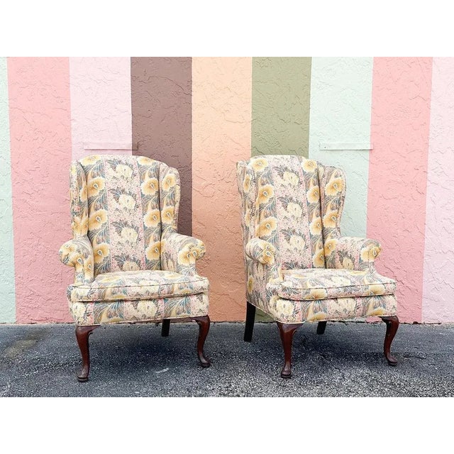 1980s Palm Beach Regency Palm Beachy Wingback Chairs - a Pair For Sale - Image 4 of 12