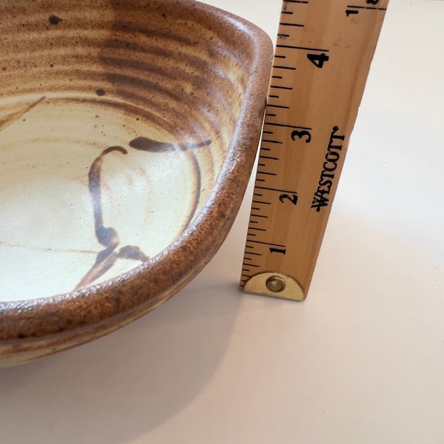 Vintage Handcrafted Studio Pottery Serving Bowls in Warm Brown Glaze, Signed Skul, Set of 7 For Sale - Image 12 of 15