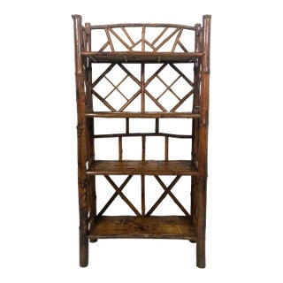 Four Tier Traditional Rustic Bamboo Bookcase or Shelving For Sale