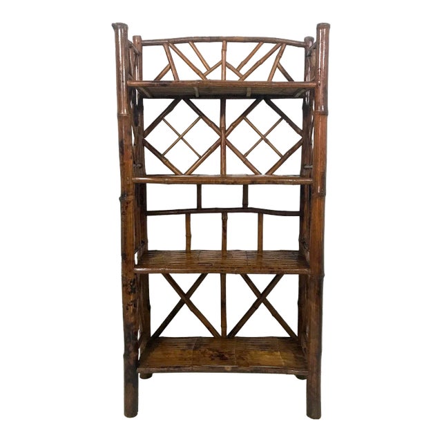 Four Tier Traditional Rustic Bamboo Bookcase or Shelving For Sale