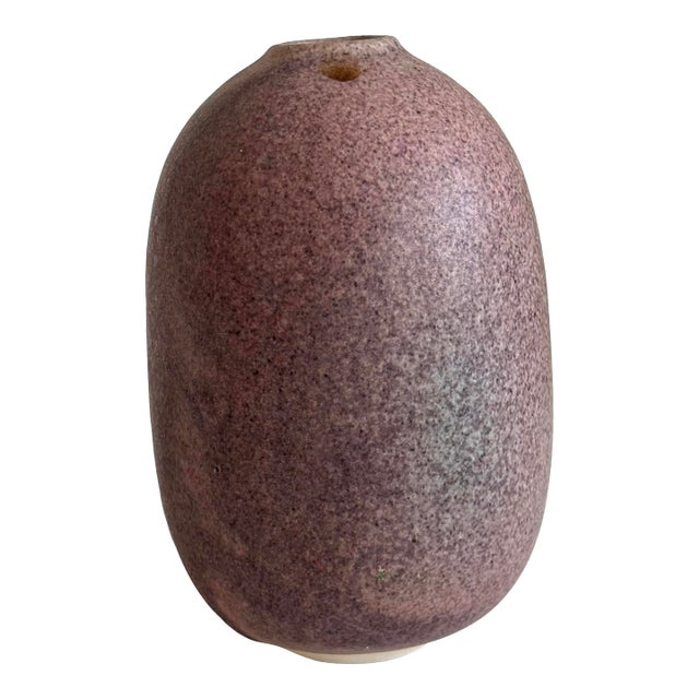 Mauve Brown Studio Ceramic Vessel For Sale