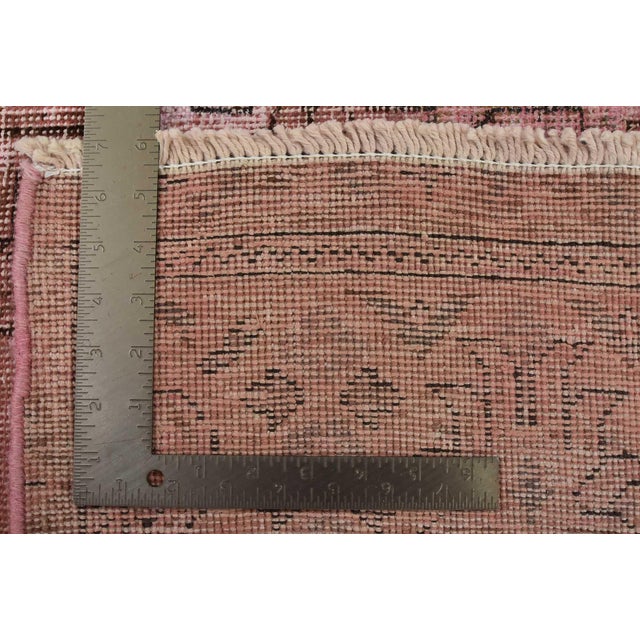 Tabriz Rug 6’11” X 9’11” Pink Wool Vintage Overdyed Hand-Knotted Carpet For Sale - Image 15 of 15
