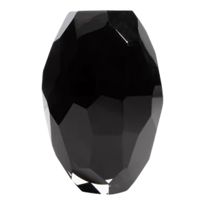Hand Blown Murano Facet Vase in Onyx Black Medium