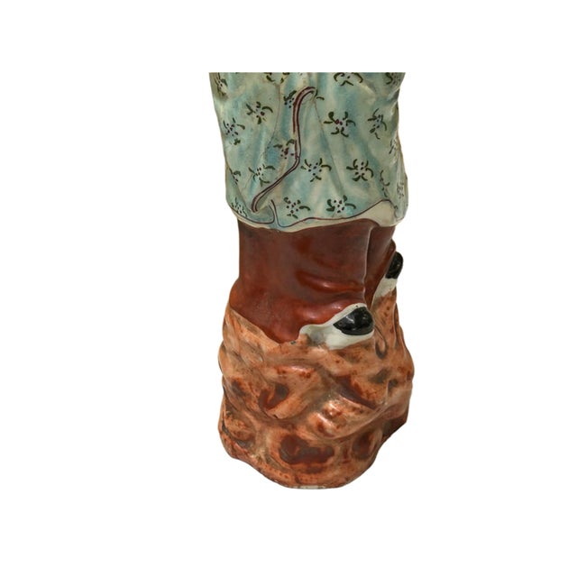 Celadon Vintage Oriental Ancient Style Dressing Ceramic Man Art Figurine Ws4419 For Sale - Image 8 of 12