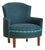 French Art Deco Blue Armchair with Wood Legs, 1940s - 2 Available For Sale