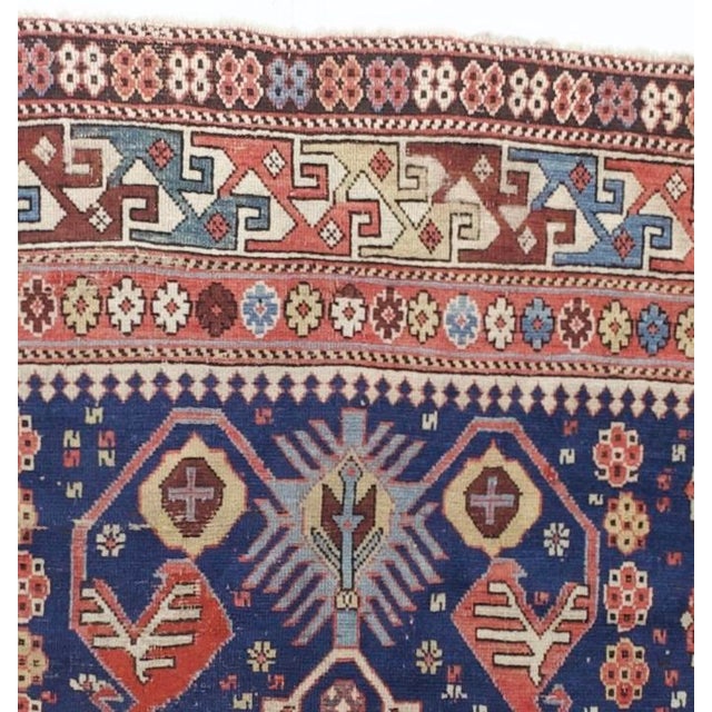 Figurative Antique Caucasian Kuba Rug 4'6" X 5’9" For Sale - Image 3 of 5