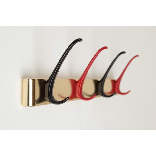 Mid-20th Century Wall-Mounted Coat Rack in Red and Black, 1950s For Sale - Image 11 of 11