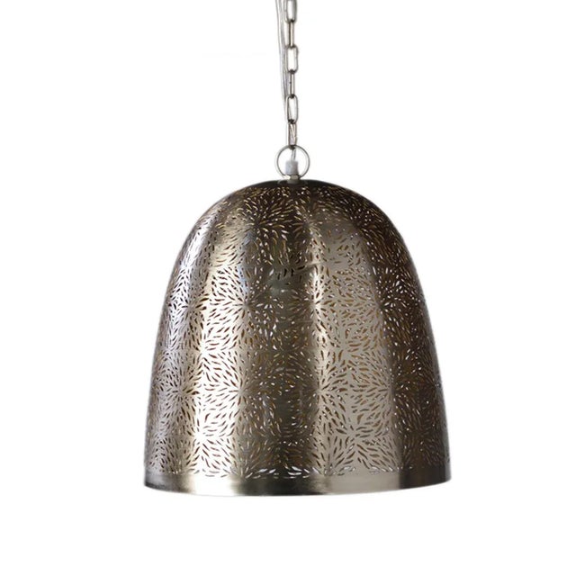 Transitional Nickel Cut Out Lantern For Sale - Image 3 of 3