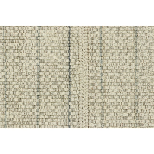 Contemporary Rug & Kilim’s Contemporary Kilim in White and Gray Textural Stripes For Sale - Image 3 of 7