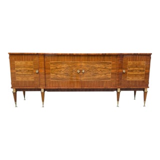French Art Deco Burl Walnut Sideboard 1940s For Sale