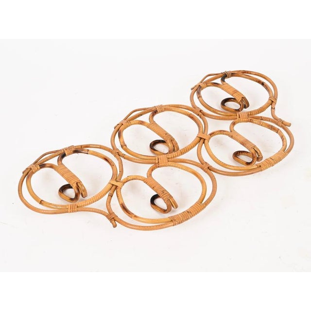 Large 5-Hook Coat Rack in Rattan and Wicker attributed to Franco Albini, Italy, 1960s For Sale - Image 10 of 12