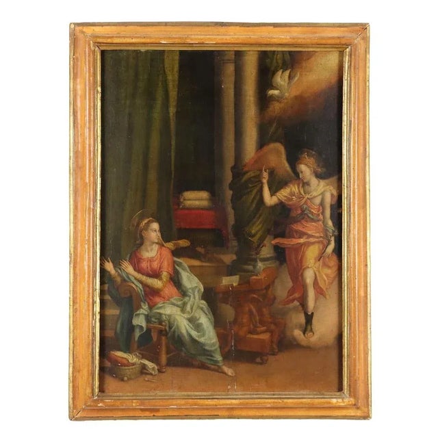 Annunciation, 19th Century, Oil Painting, Framed For Sale - Image 12 of 12