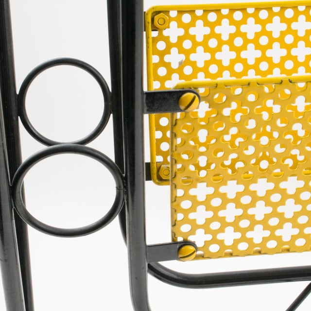1950s Mathieu Matégot Mid-Century Black, Yellow Lacquered Metal Magazine Holder For Sale - Image 5 of 17