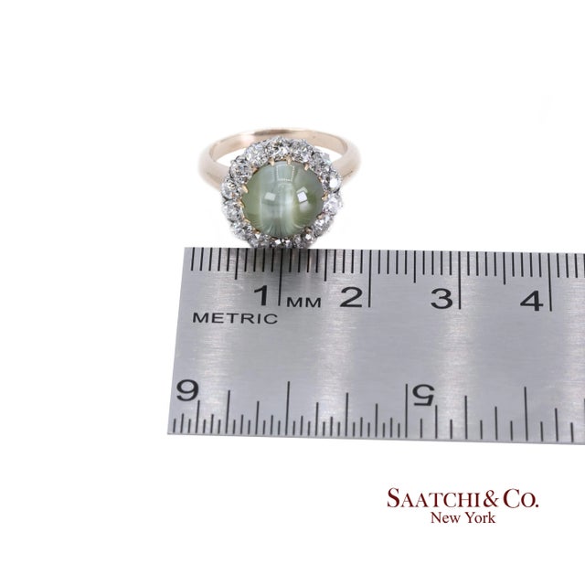 14k Cat Eye Diamond Ring Womens Vintage Halo Elegant Old Money Minimalist, Size 5.25 For Sale - Image 9 of 9