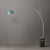 Overhead light without the ceiling work - a pool blue half-dome arc lamp in satin nickel and black marble, 95 inches of...
