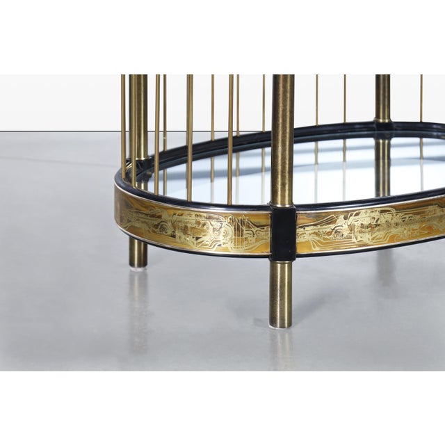 1970s Vintage Brass Acid-Etched Etagere by Bernhard Rohne for Mastercraft For Sale - Image 11 of 11