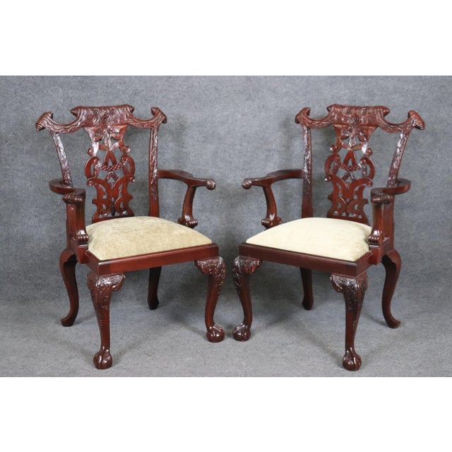 Solid Mahogany Elaborately Carved Chippendale Dining Chairs - Set of 8 For Sale In Philadelphia - Image 6 of 11
