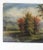 Antique oil on artist board forest landscape painting. Unsigned. Unframed, edge and corner wear, scattered small spots of...