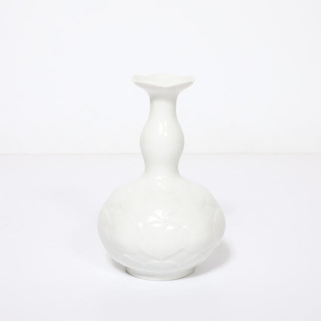 Ceramic Mid-Century Stylized White Lotus Form Flower Porcelain Vase by Meissen For Sale - Image 7 of 13