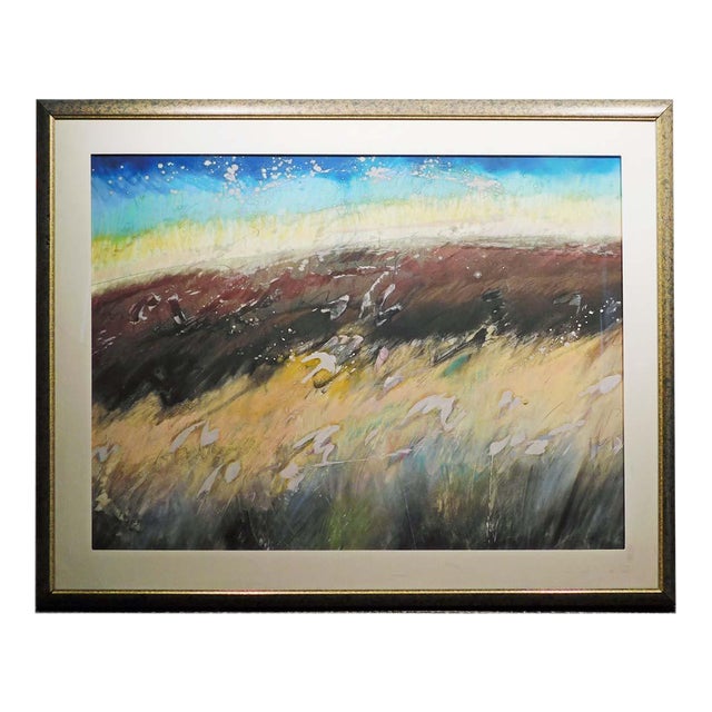 1990s Mark Dickson Untitled Mix Media Pastel and Watercolor Abstract Hand Signed For Sale