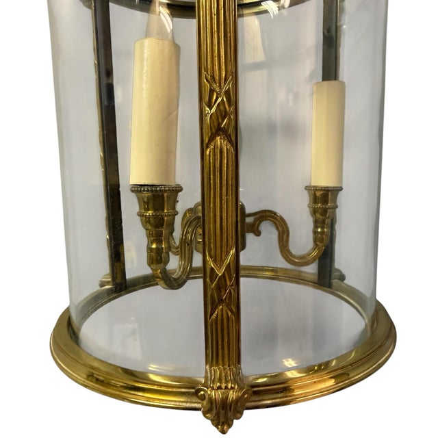 French Vaughan Polished Brass Hanging Lantern For Sale - Image 3 of 5