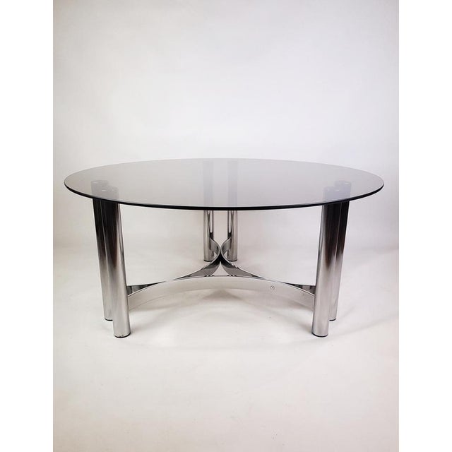 Metal Vintage Coffee Table with Smoked Glass Top, 1970s For Sale - Image 7 of 18