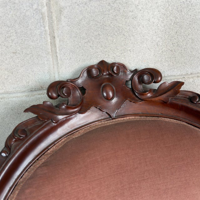 Brown Antique Louis XV Armchair, Upholstered Fabric, Carved Wood, 20th Century For Sale - Image 8 of 11