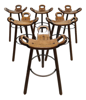 Mid-Century Spanish Bar Stools, 1960s, Set of 6