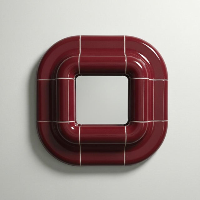 Glass Lolo Mirror in Deep Burgundy by Tilecito For Sale - Image 7 of 7