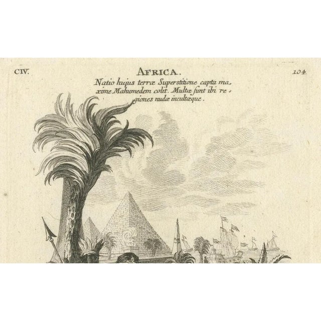 Johann Georg Hertel, Allegorical Engraving of Africa, Mid-18th Century, Print For Sale - Image 5 of 7
