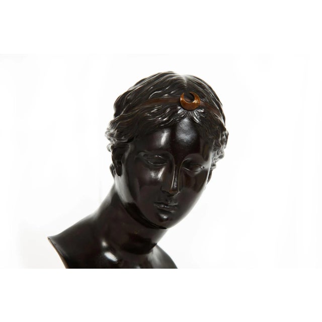 Brown Italian Grand Tour Bronze Sculpture Bust of Diana by Del Nerro Foundry For Sale - Image 8 of 18