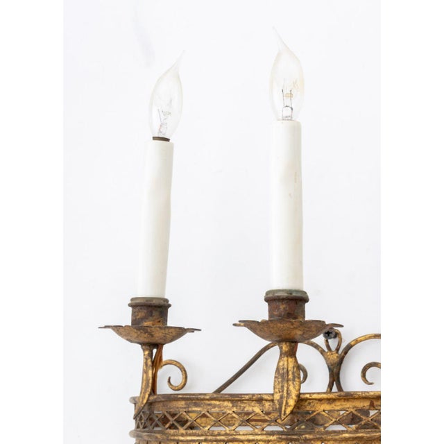 Mid 20th Century French Empire Style Gilt Wrought Iron Sconces, 2 For Sale - Image 4 of 10