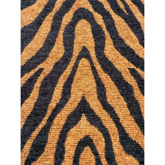 Mid-Century Regency Revival Paw Foot Ottoman in Tiger Upholstery For Sale - Image 4 of 11