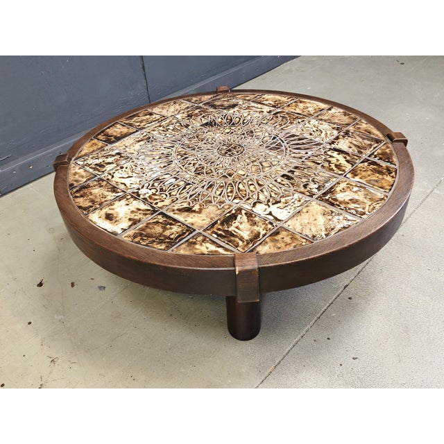Mid-Century Modern Round Ceramic Coffee Table by Barrois for Vallauris, 1960s For Sale - Image 3 of 10
