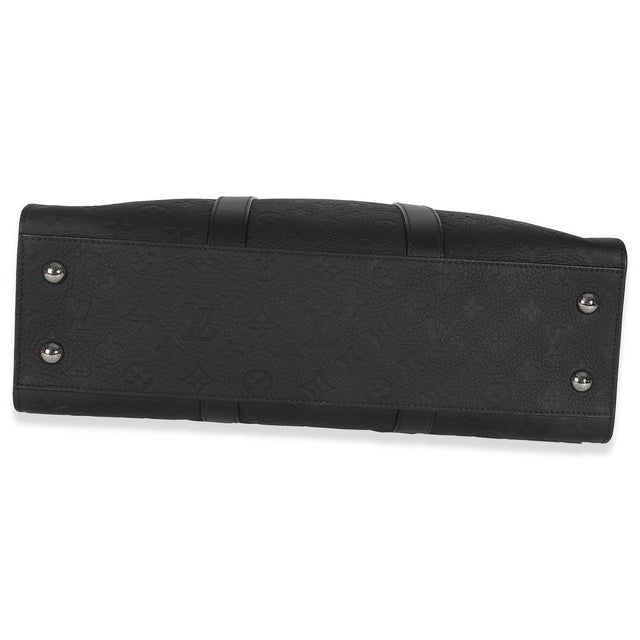 Animal Skin Black Monogram Embossed Taurillon Sac Plat 24H For Sale - Image 7 of 9
