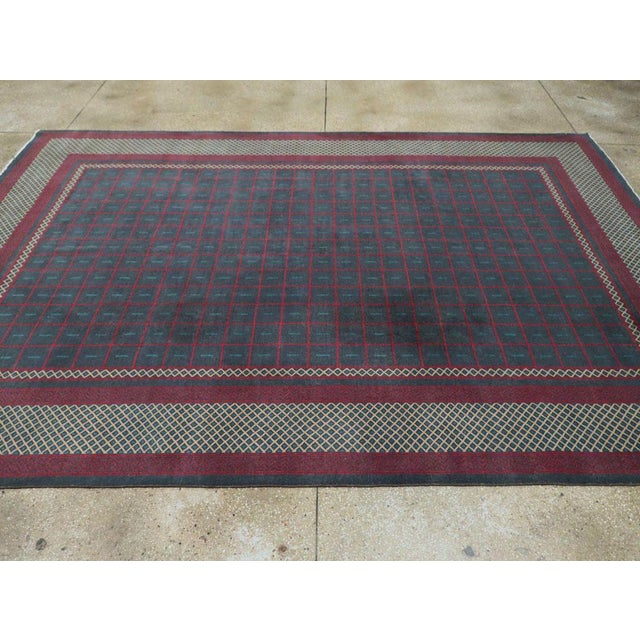 Mid 20th Century Galerie Shabab Collection Mid-20th Century Handmade Indian Lahore Art Deco Inspired Room Size Carpet For Sale - Image 5 of 9