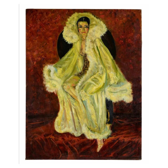 Antonio Feltrinelli, Female Portrait, Original Painting on Canvas, 1931 For Sale